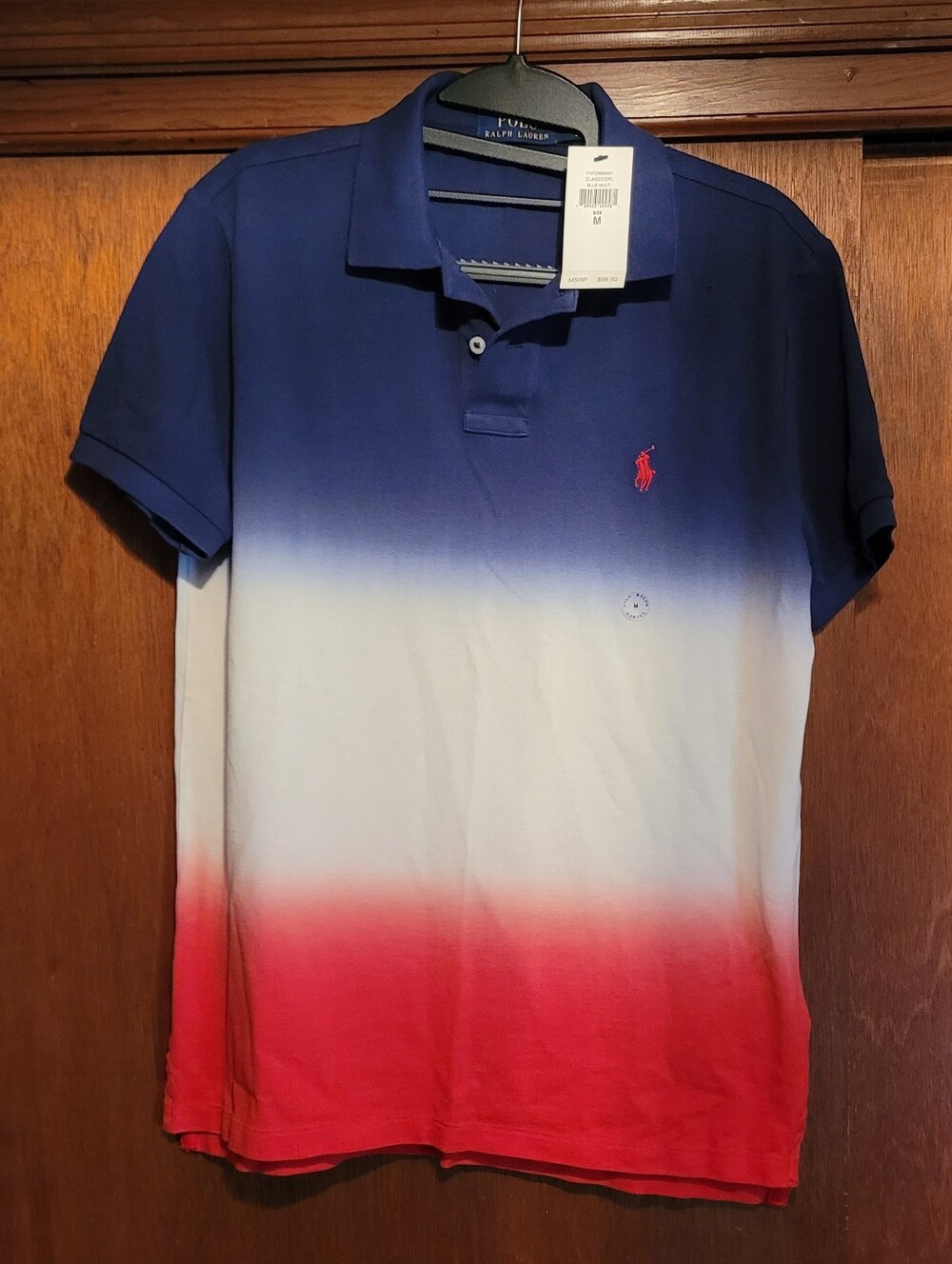 Polo by Ralph Lauren Men’s Gradient Polo Shirt - Navy/White/Red Size M